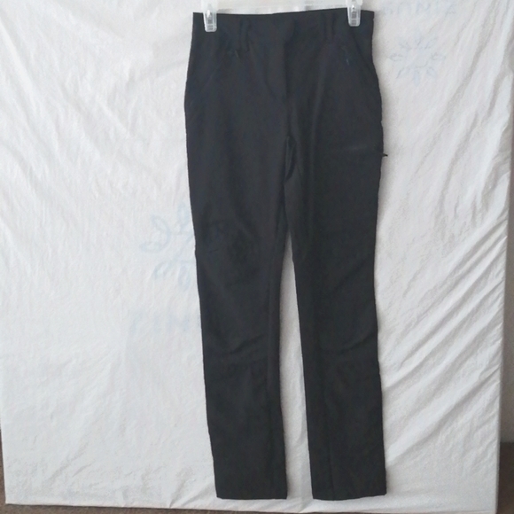 BLACK SLIM CUT ZIPPER POCKETED PANTS - Picture 1 of 7